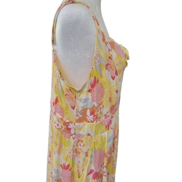 Torrid Midi Super Soft Tiered Dress Women's Plus Size 2x Yellow Floral Summer‎ - Picture 12 of 15